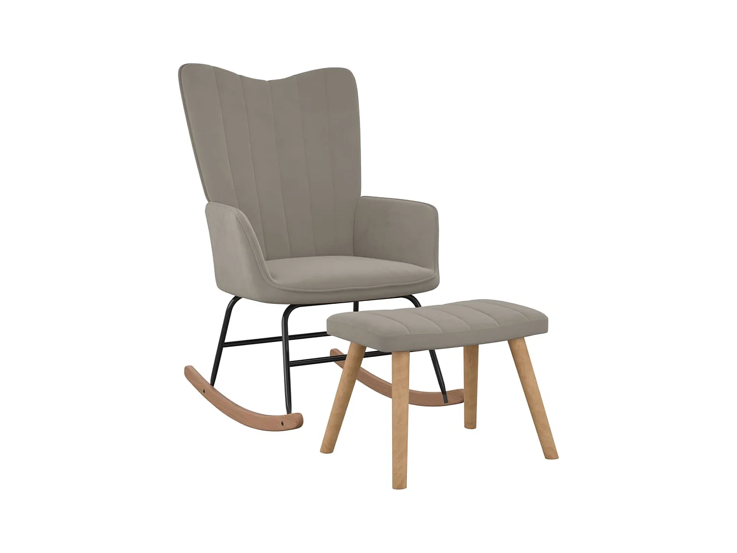 Chaise à bascule avec repose-pied Gris clair Velours