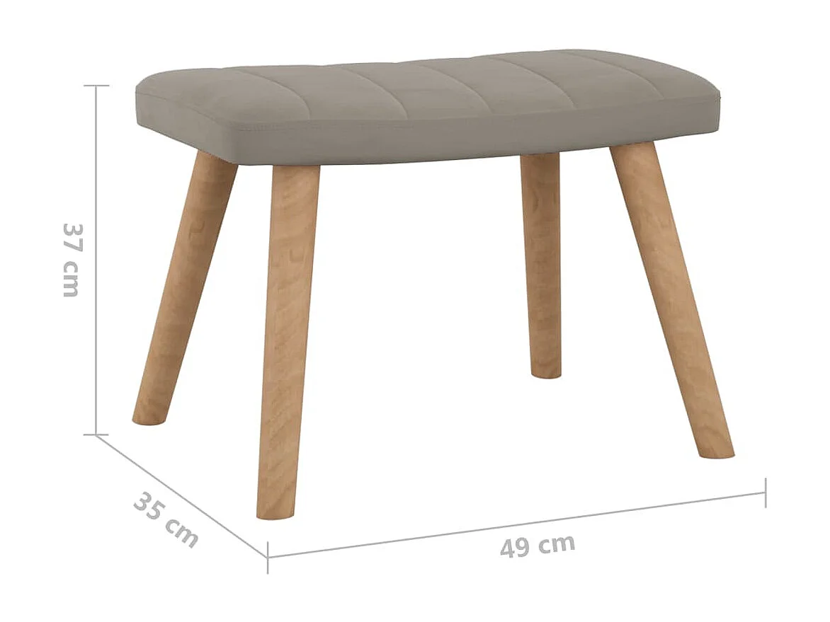 Chaise à bascule avec repose-pied Gris clair Velours