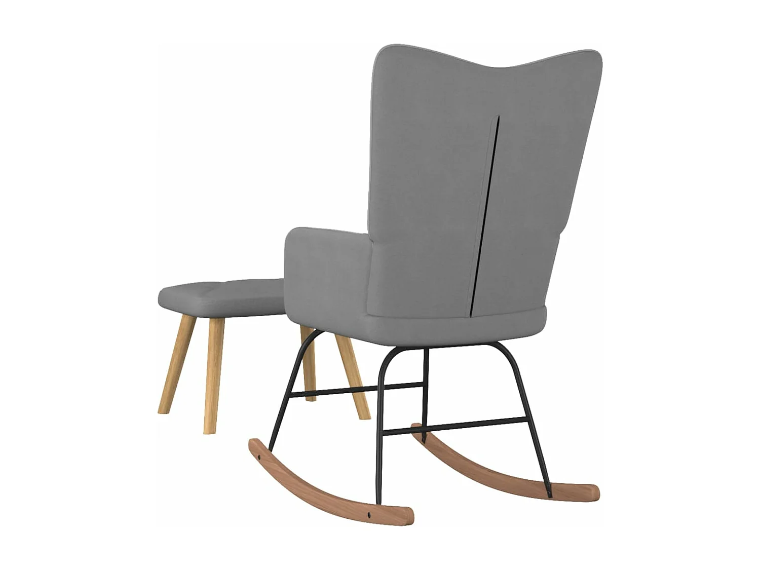 Chaise à bascule avec tabouret Gris foncé Tissu 3