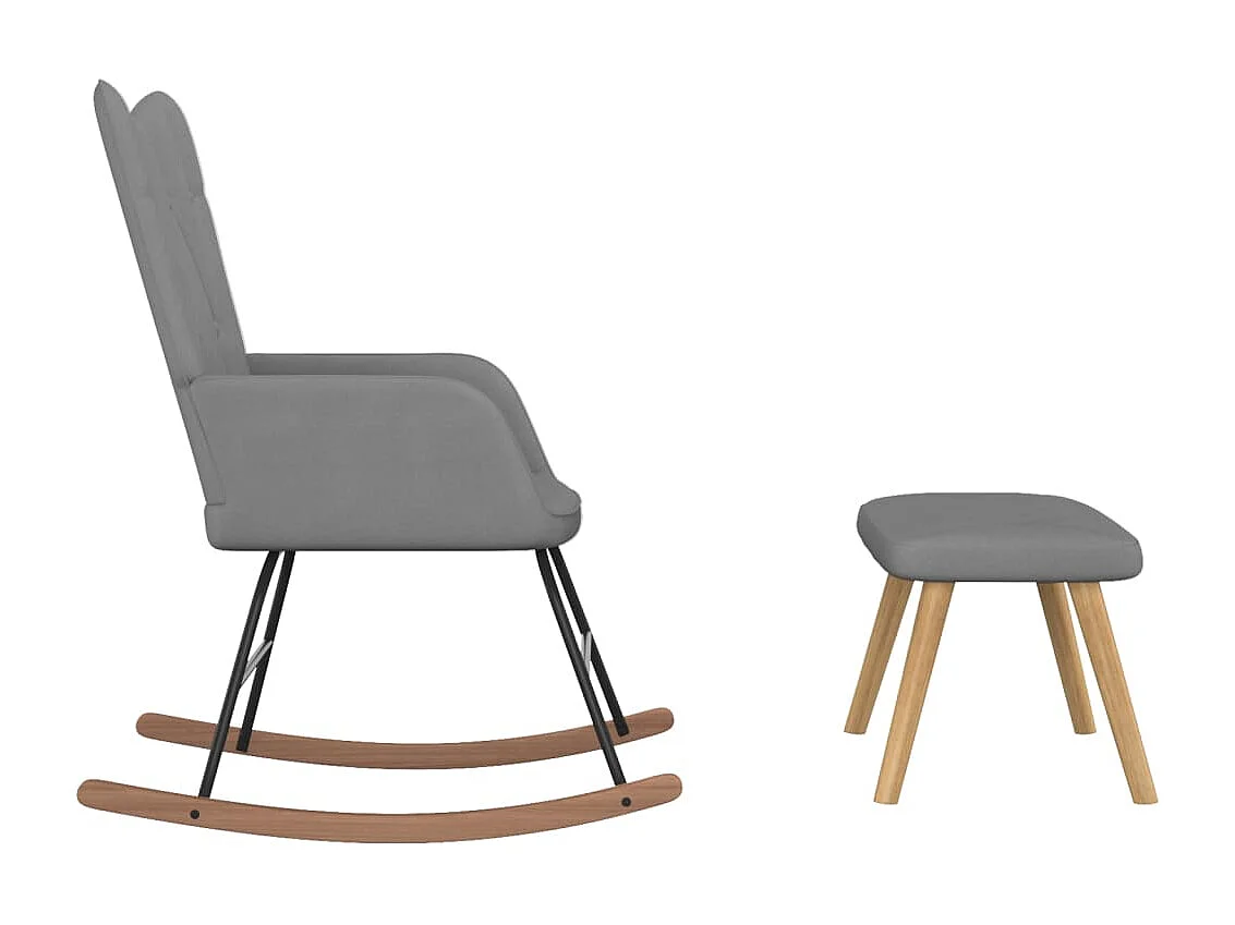 Chaise à bascule avec tabouret Gris foncé Tissu 3