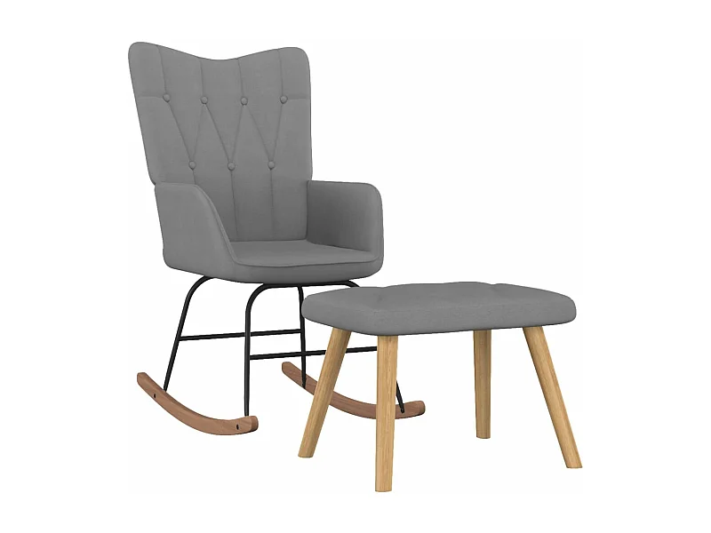 Chaise à bascule avec tabouret Gris foncé Tissu 3