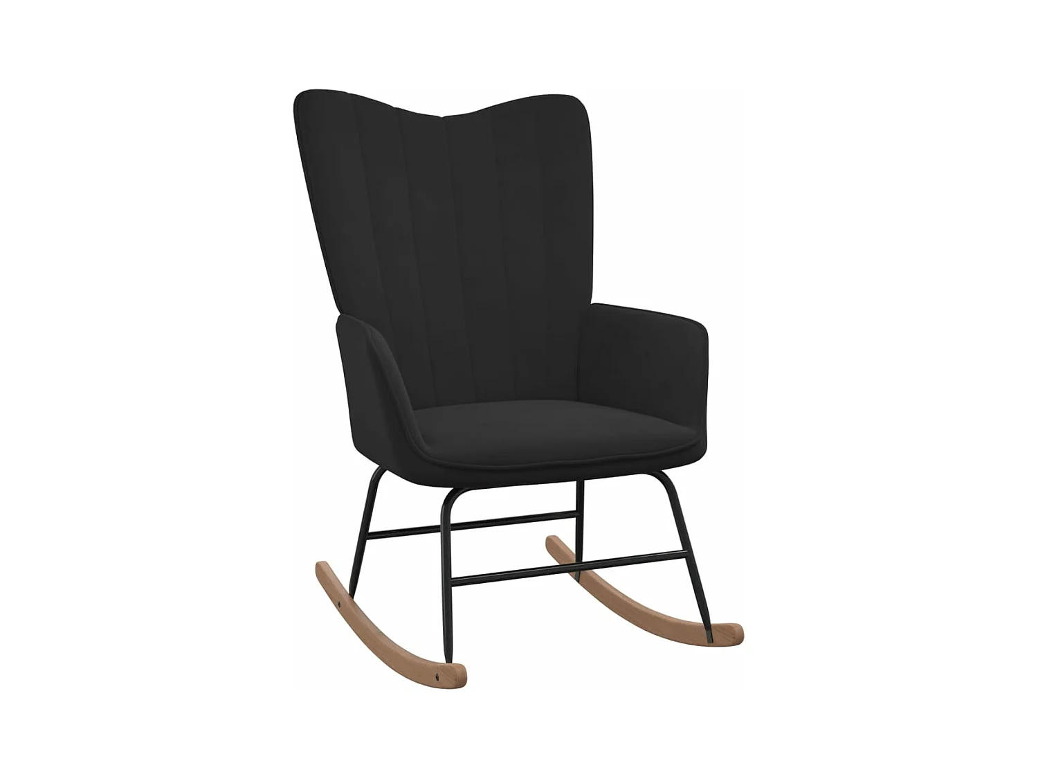 Schommelstoel met voetenbank fluweel zwart