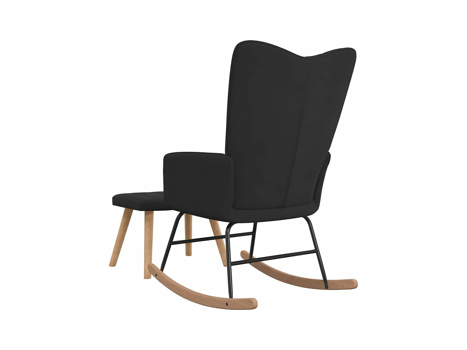 Schommelstoel met voetenbank fluweel zwart