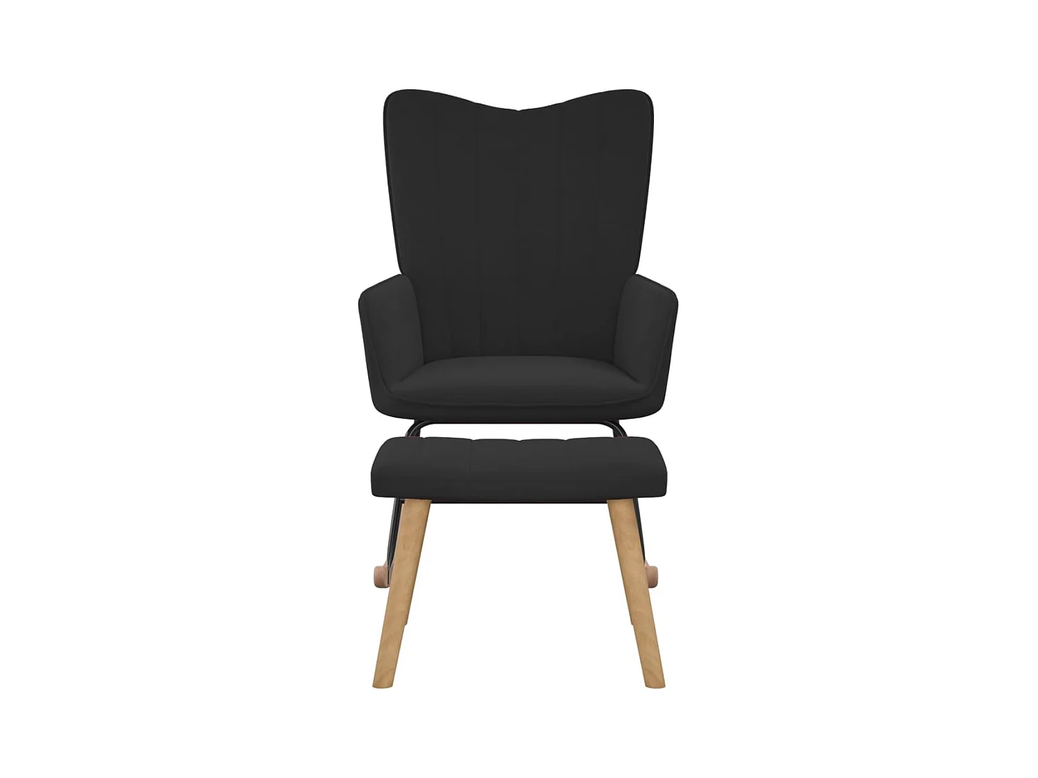 Schommelstoel met voetenbank fluweel zwart