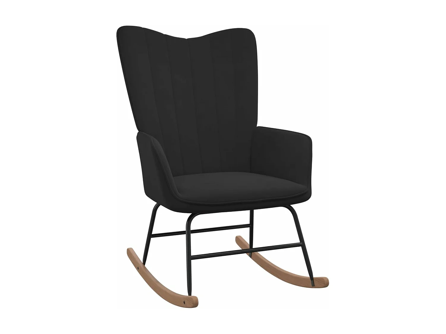 Chaise à bascule avec repose-pied Noir Velours