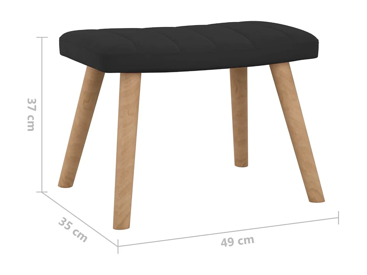 Chaise à bascule avec repose-pied Noir Velours