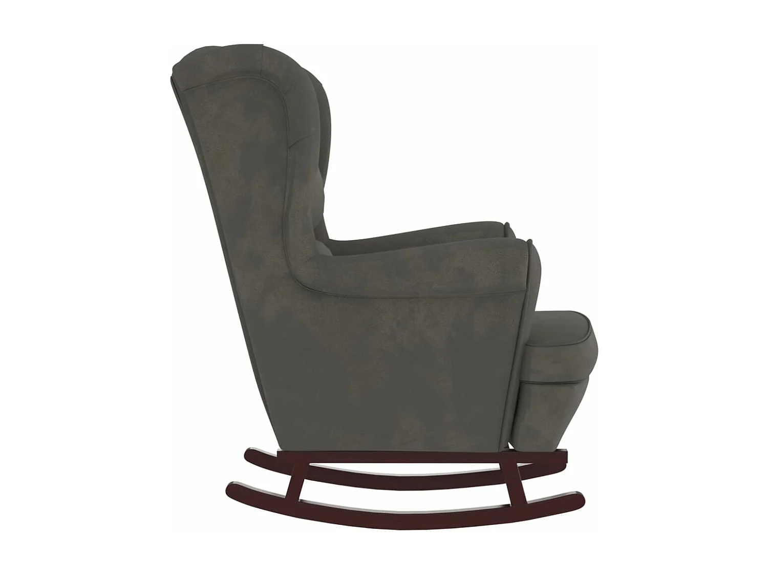 Fauteuil à bascule et pieds en bois d'hévéa Gris foncé Velours