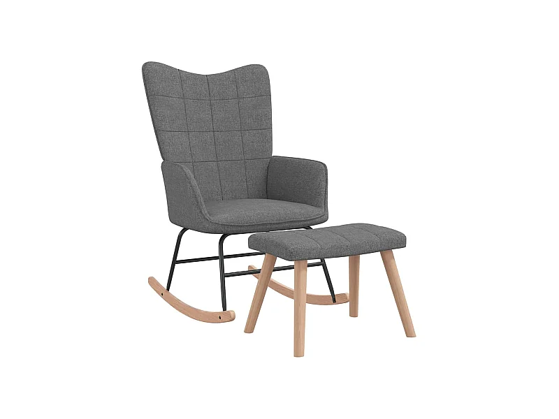 Chaise à bascule avec tabouret Gris foncé Tissu 2