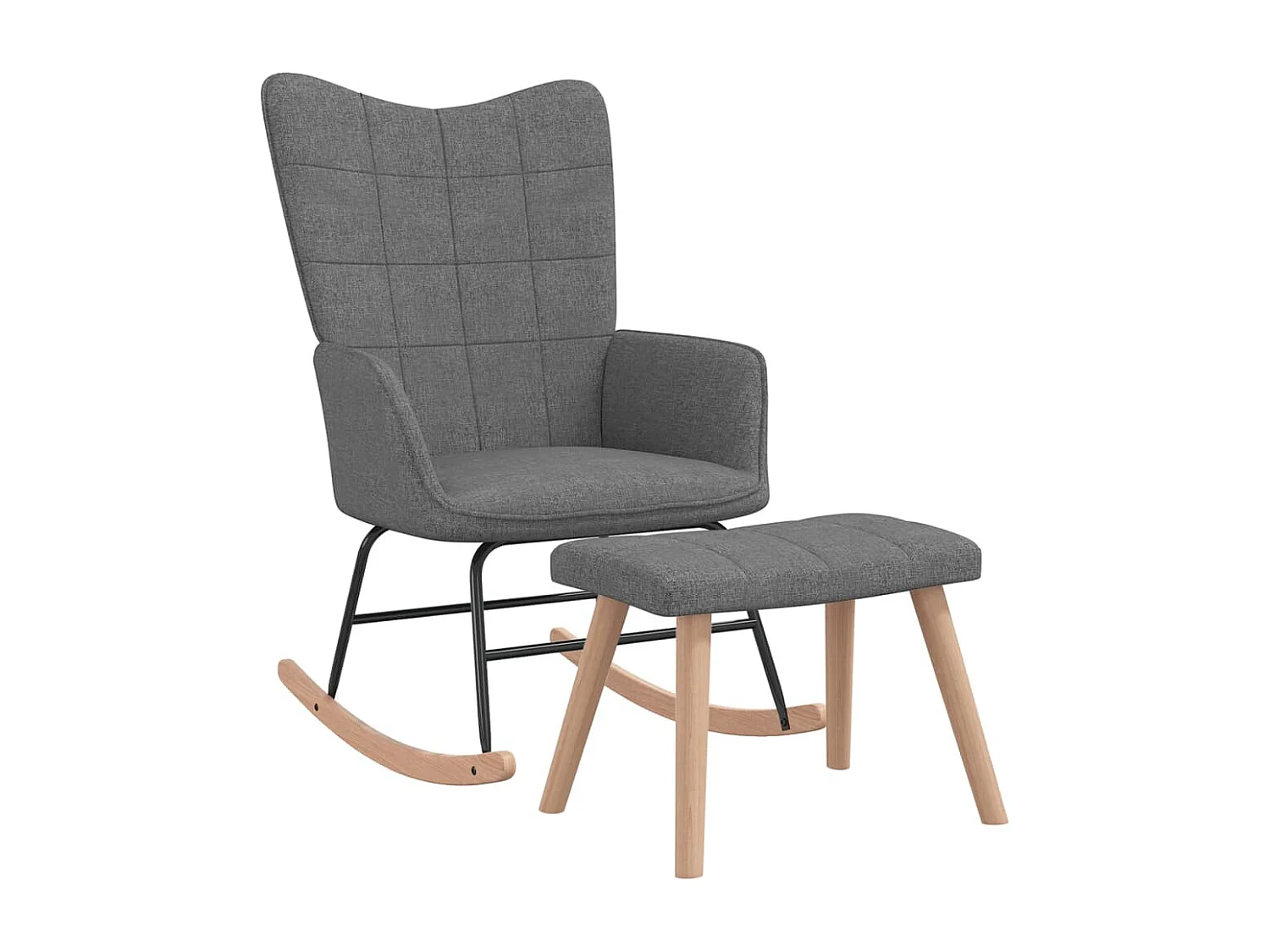 Chaise à bascule avec tabouret Gris foncé Tissu 2