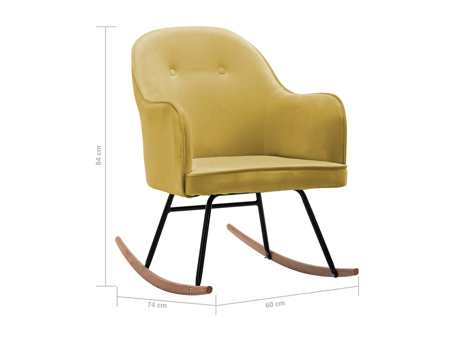 Chaise à bascule Jaune moutarde Velours 2