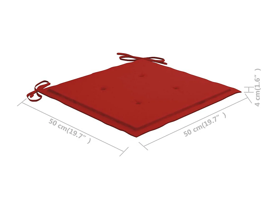 Chaise à bascule avec coussin rouge Bois de teck solide