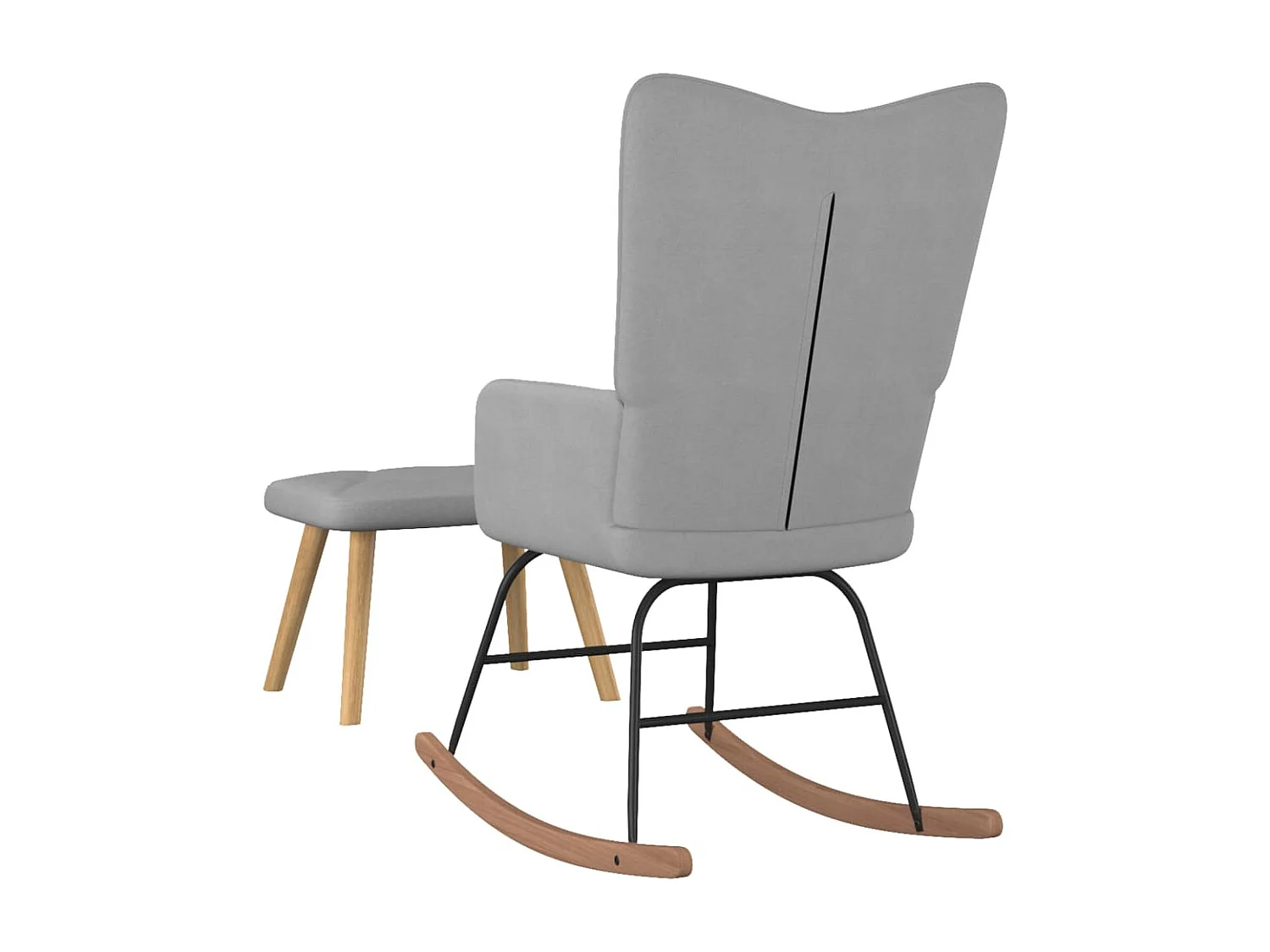 Chaise à bascule avec tabouret Gris clair Tissu