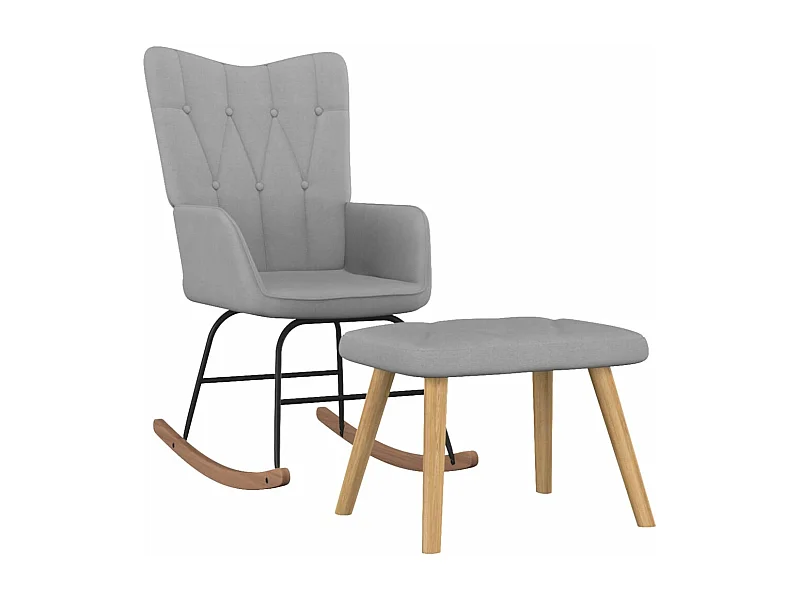 Chaise à bascule avec tabouret Gris clair Tissu