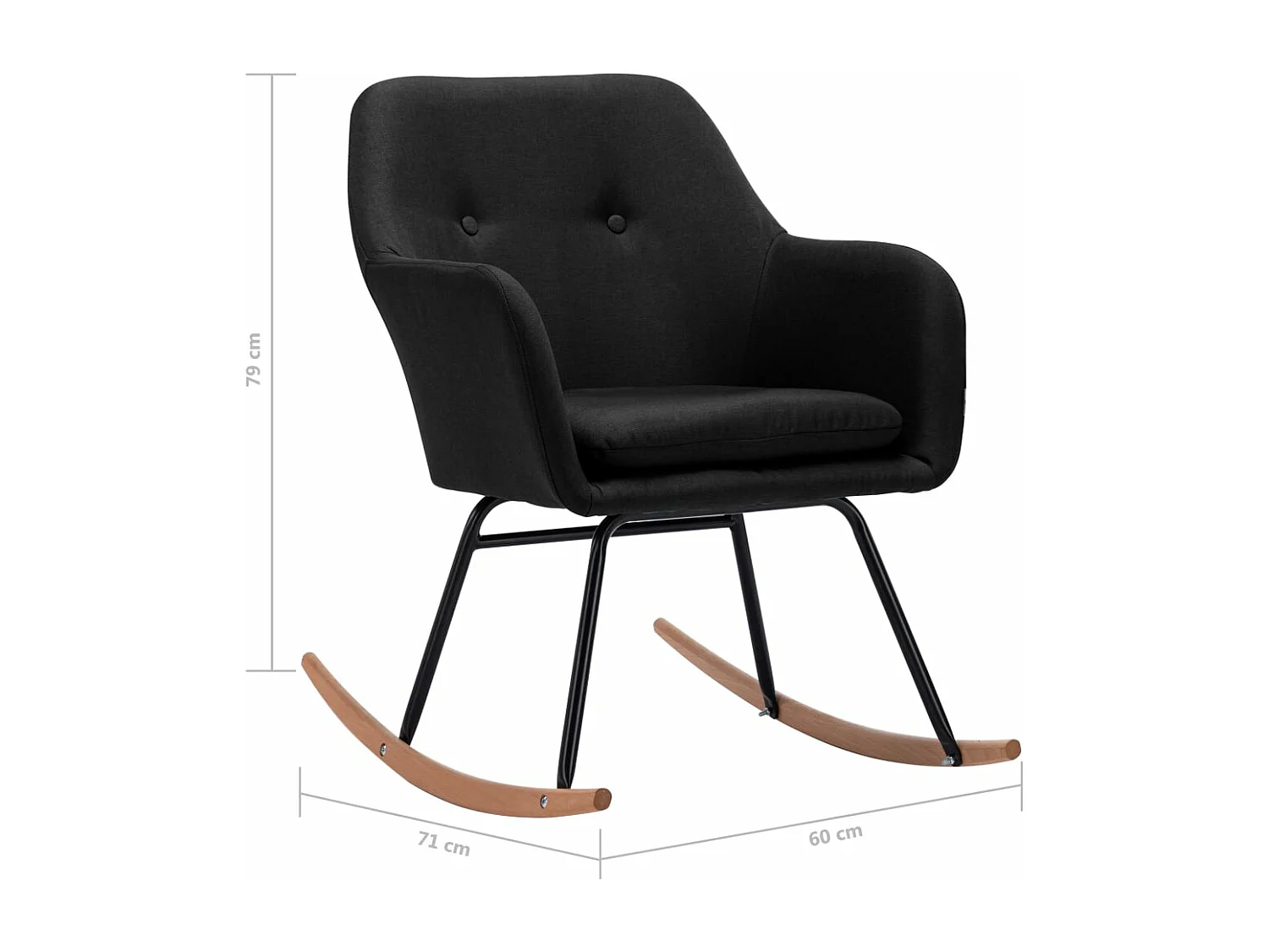 Chaise à bascule Noir Tissu Kooly