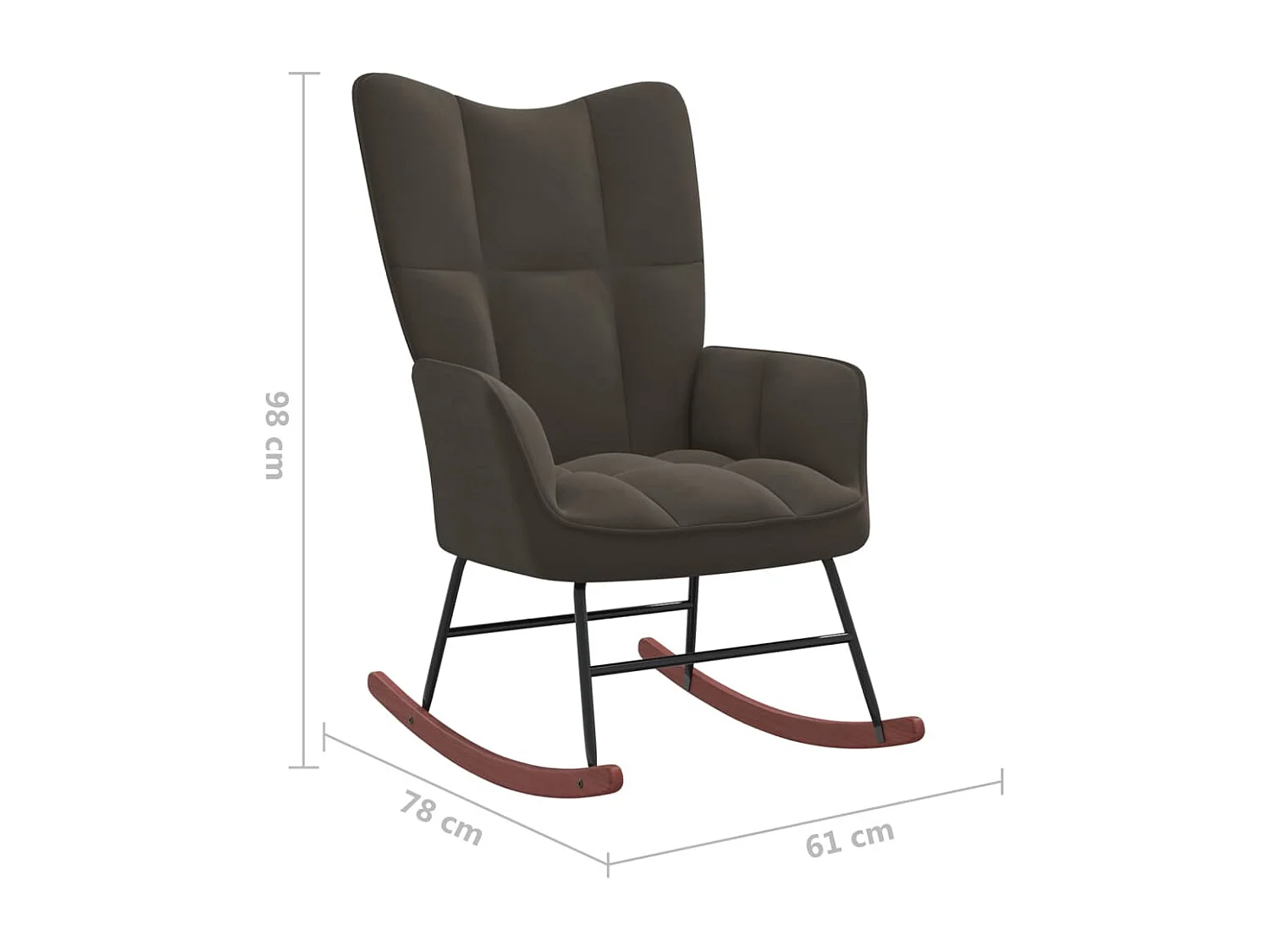 Chaise à bascule Gris foncé Velours 3