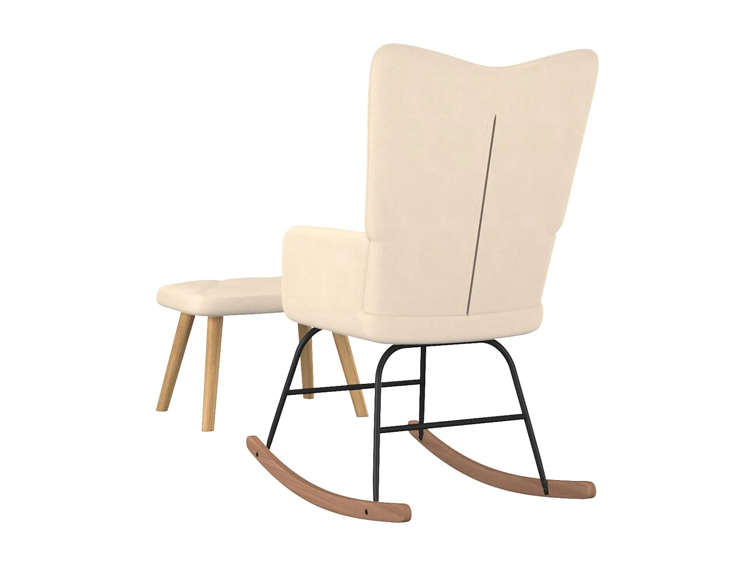 Chaise à bascule avec tabouret Crème Tissu