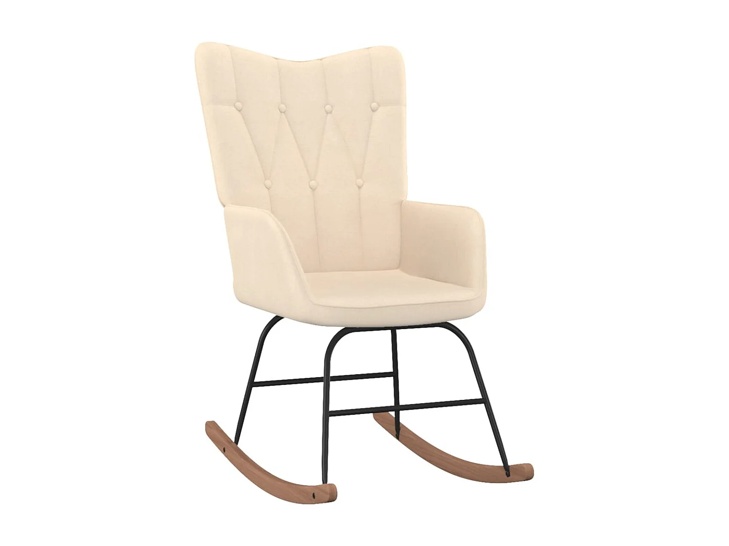 Chaise à bascule avec tabouret Crème Tissu