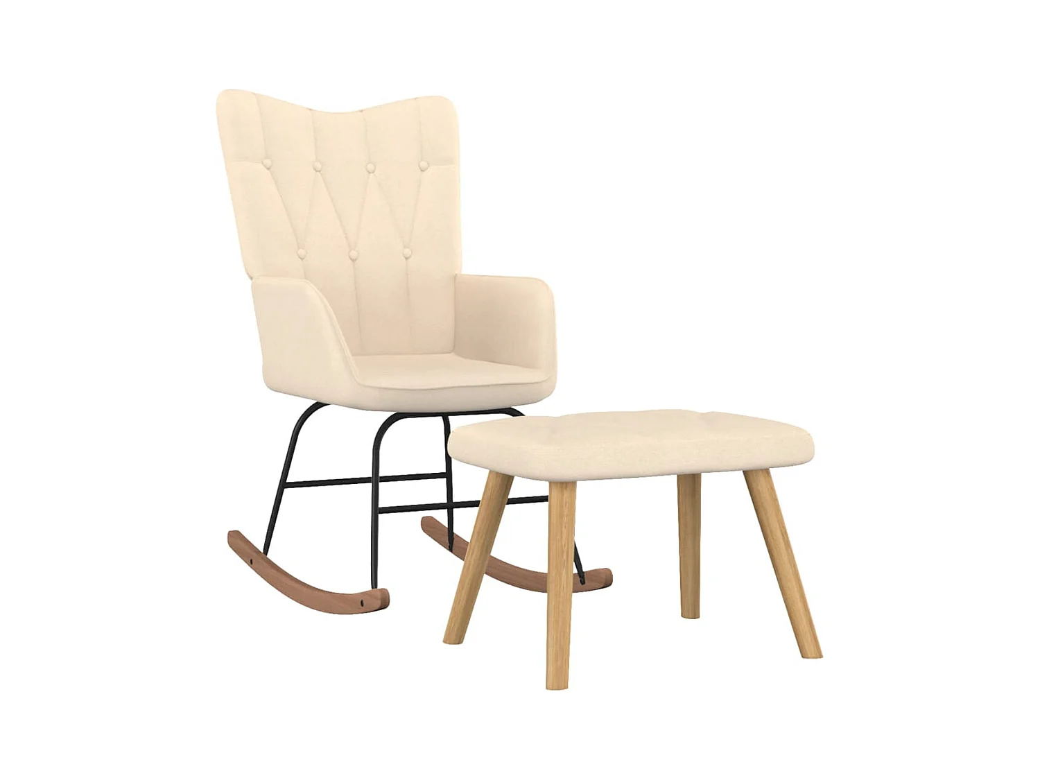 Chaise à bascule avec tabouret Crème Tissu
