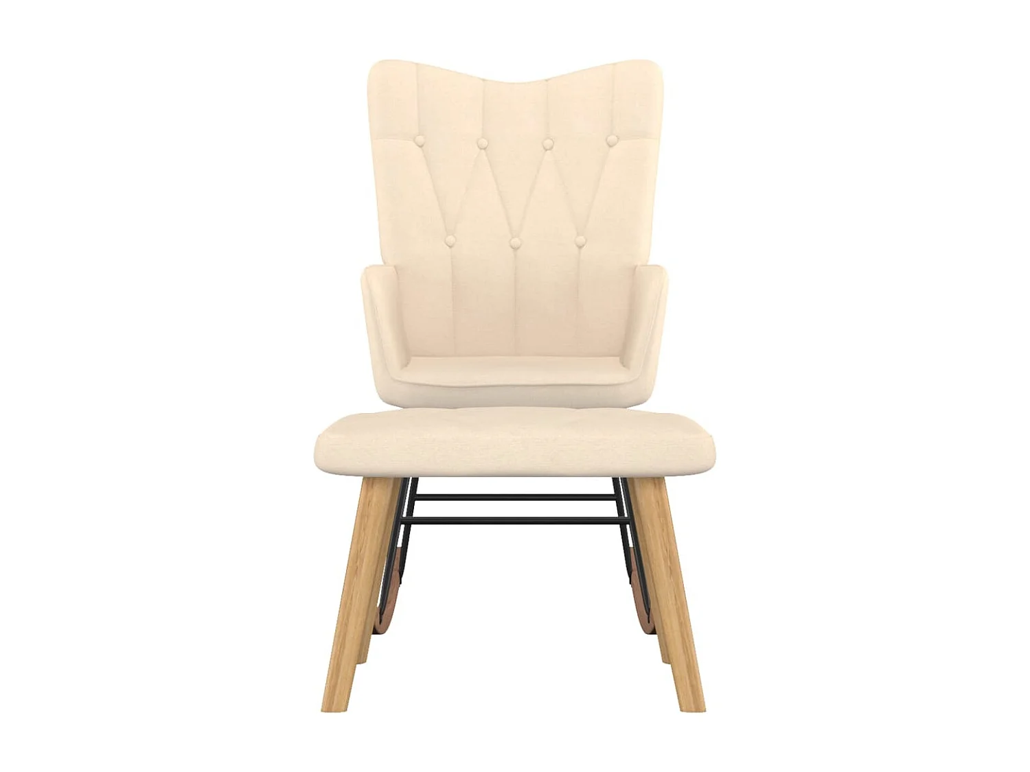 Chaise à bascule avec tabouret Crème Tissu