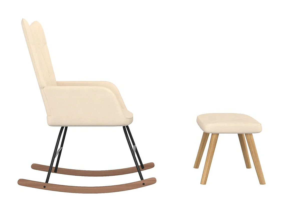 Chaise à bascule avec tabouret Crème Tissu