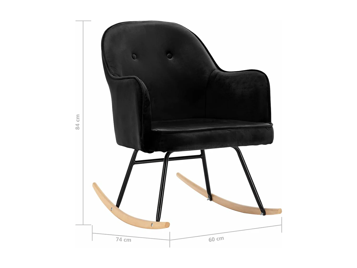 Chaise à bascule Noir Velours 3