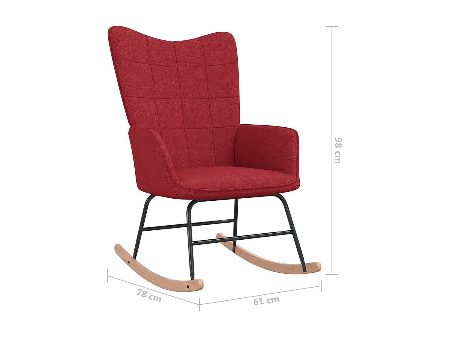 Chaise à bascule avec tabouret Rouge bordeaux Tissu