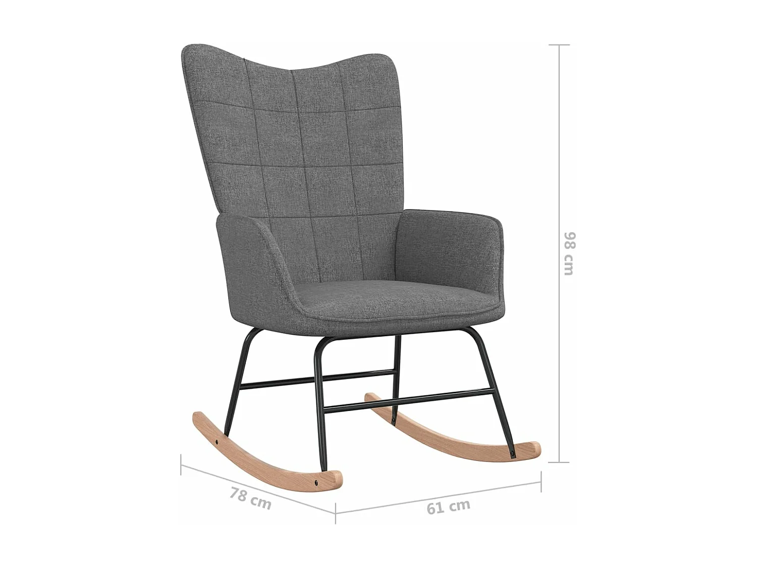 Chaise à bascule Gris foncé Tissu 4