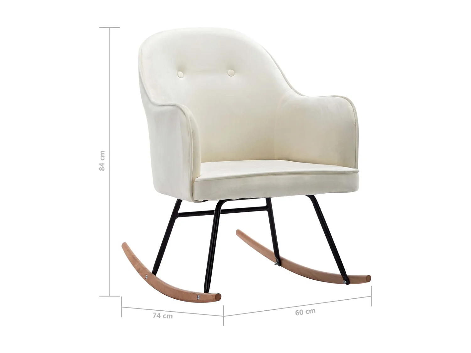 Chaise à bascule Blanc crème Velours 2