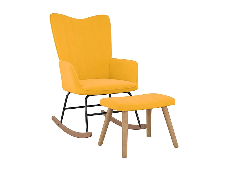 Chaise à bascule avec repose-pied Jaune moutarde Velours