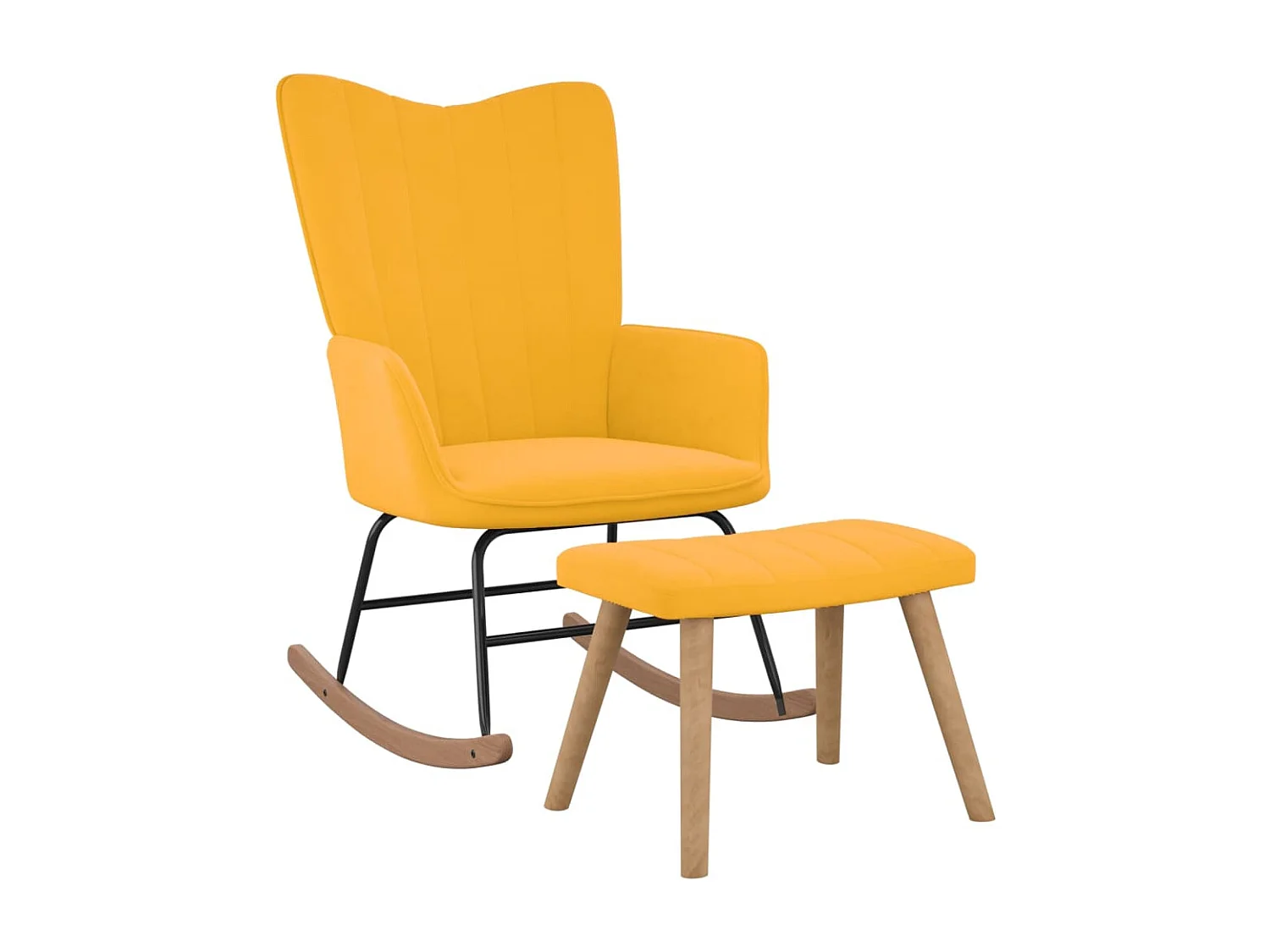 Chaise à bascule avec repose-pied Jaune moutarde Velours