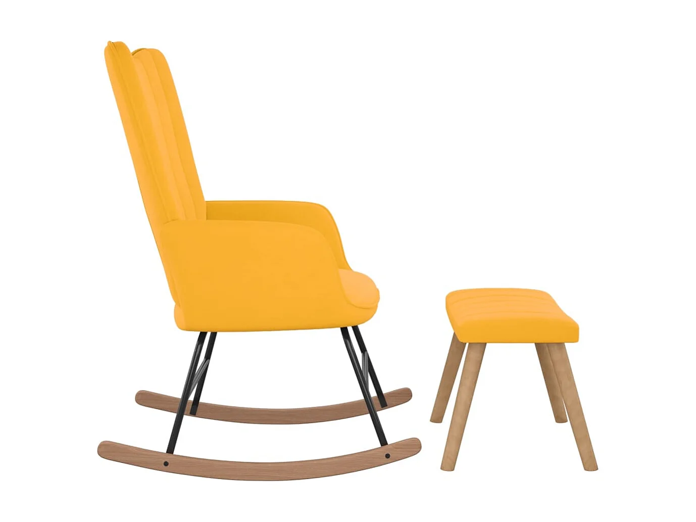 Chaise à bascule avec repose-pied Jaune moutarde Velours