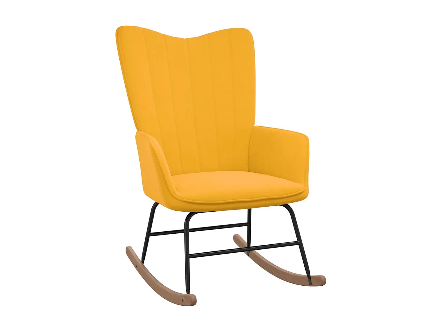 Chaise à bascule avec repose-pied Jaune moutarde Velours