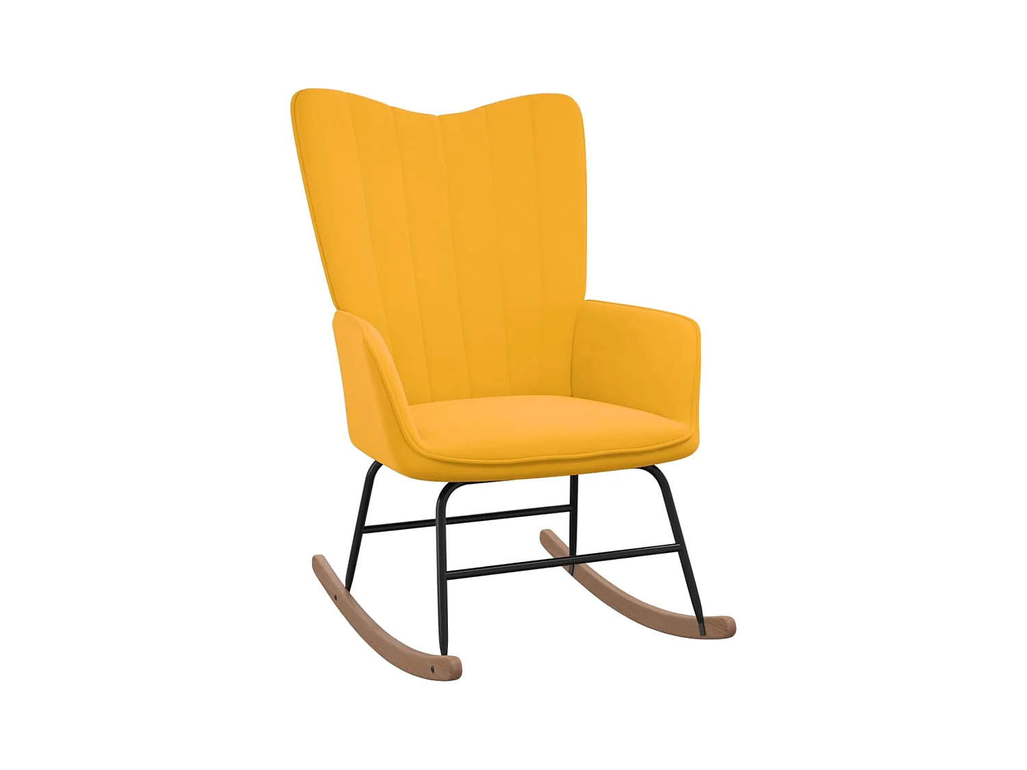 Chaise à bascule avec repose-pied Jaune moutarde Velours