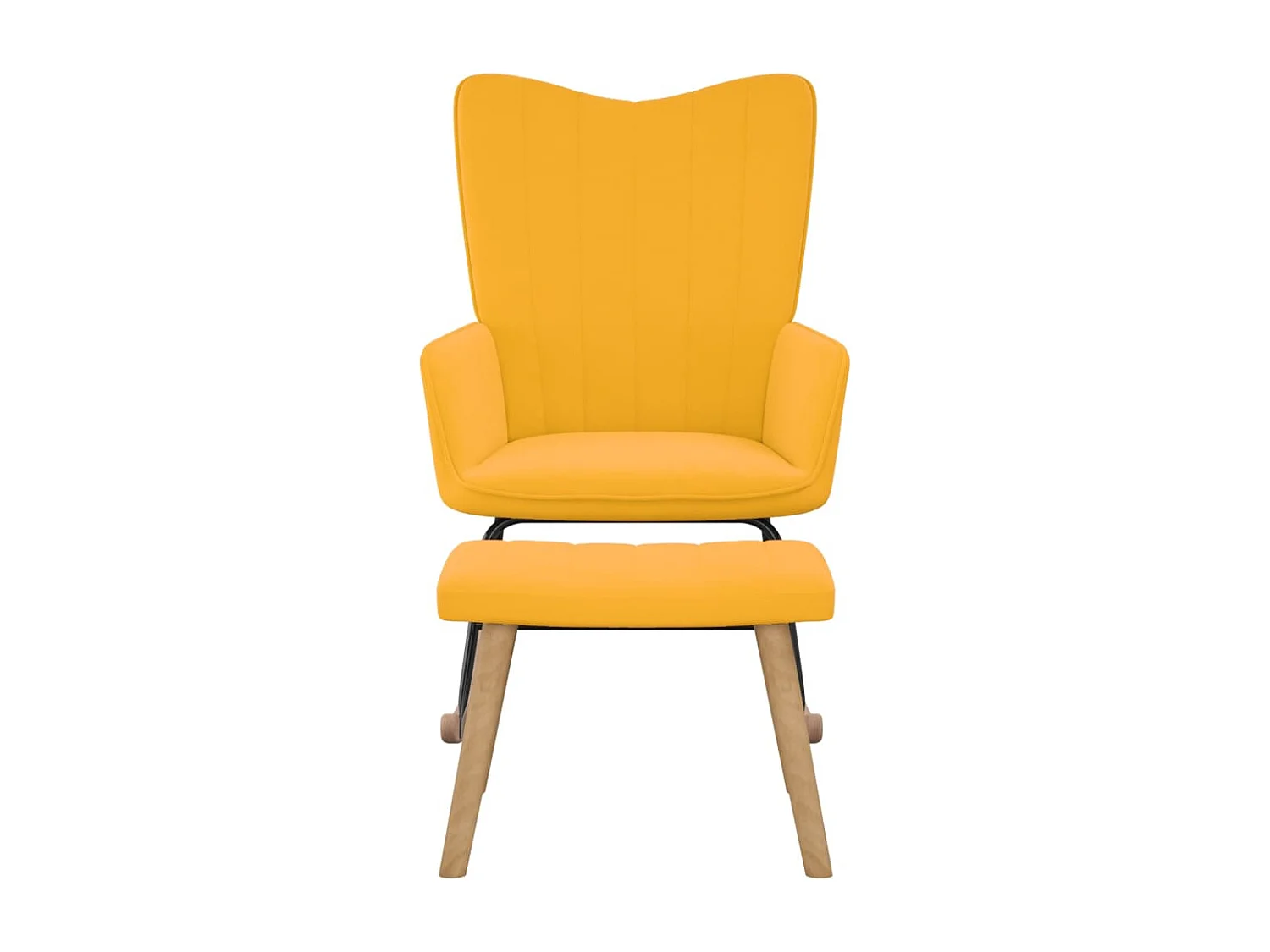 Chaise à bascule avec repose-pied Jaune moutarde Velours