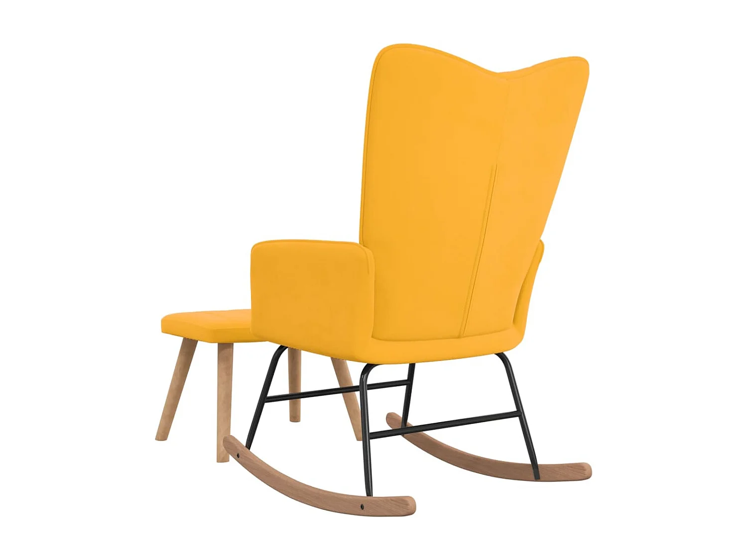 Chaise à bascule avec repose-pied Jaune moutarde Velours