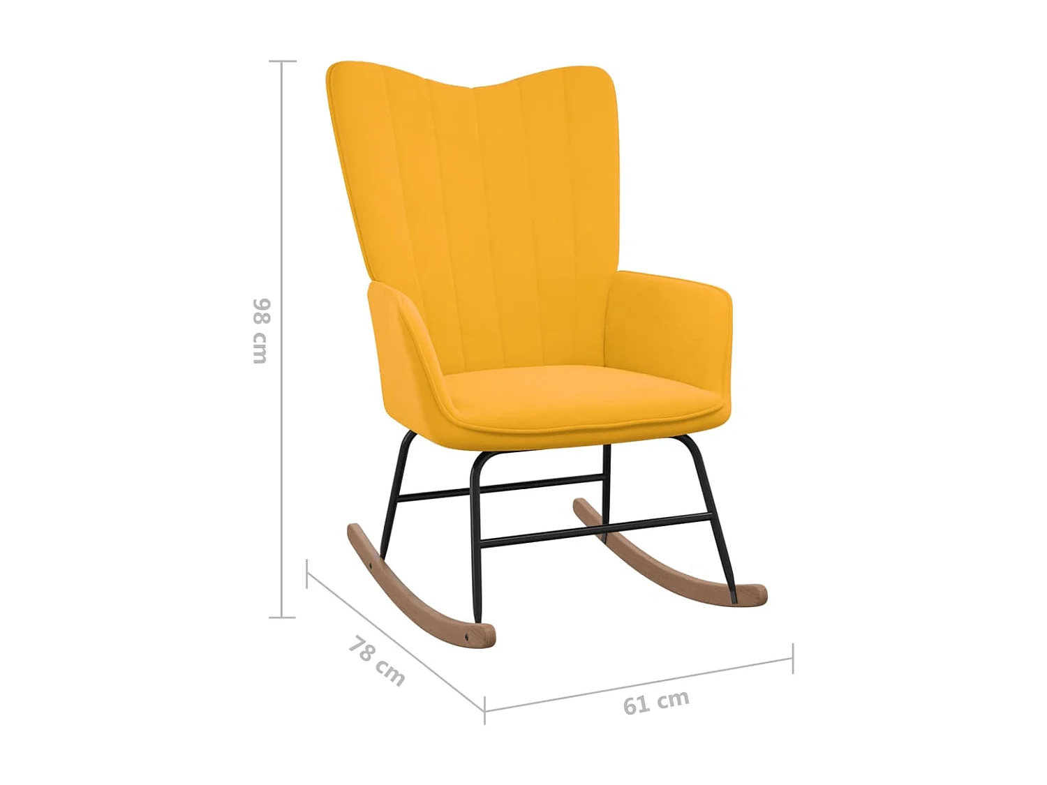 Chaise à bascule avec repose-pied Jaune moutarde Velours