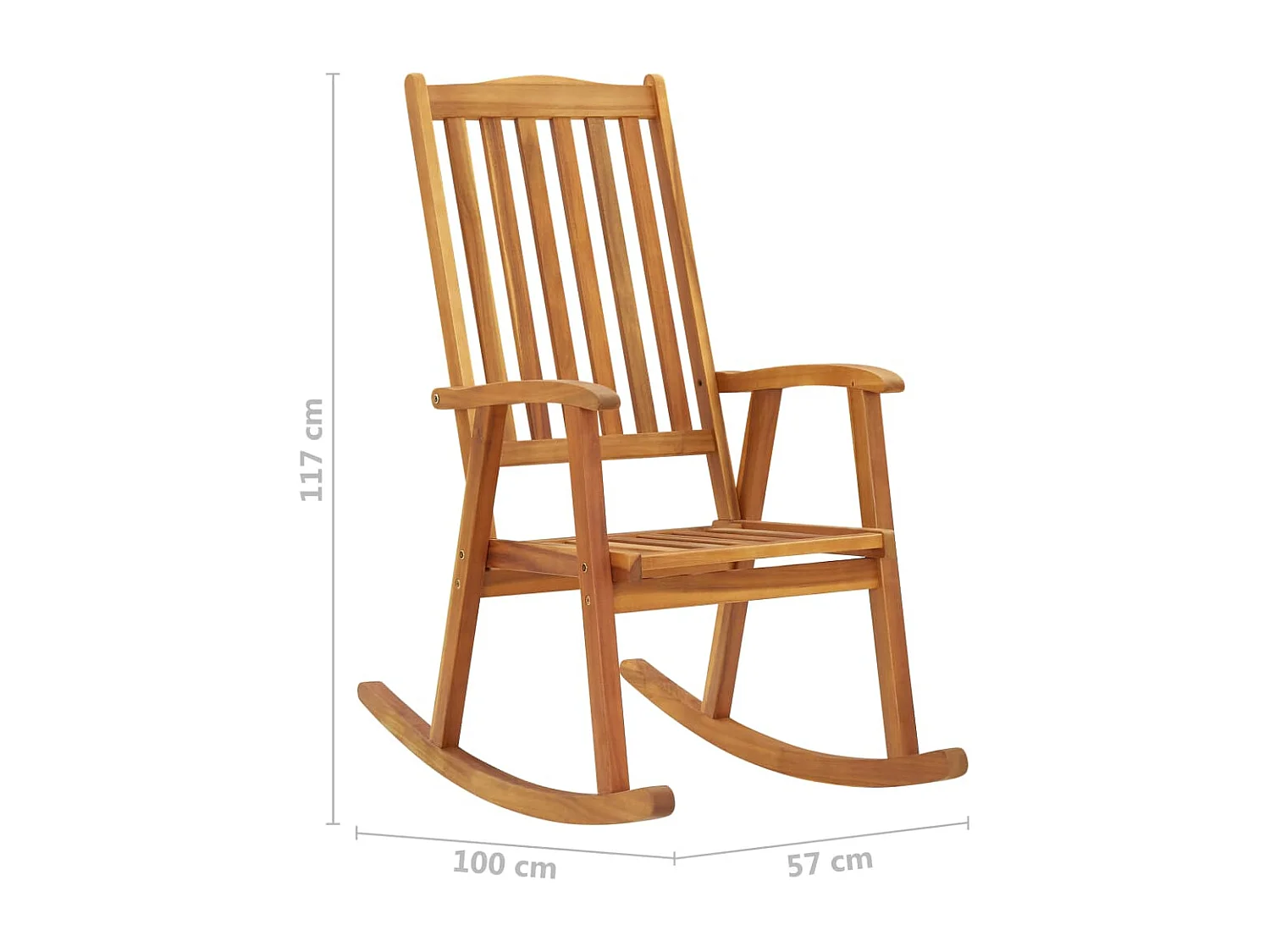 Chaise à bascule avec coussins Bois d'acacia massif 6