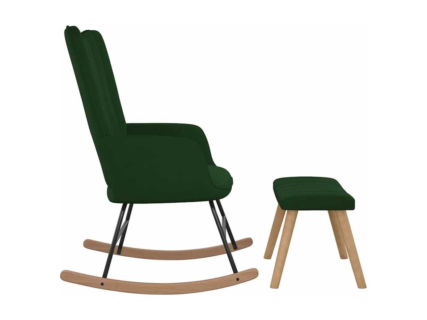 Chaise à bascule avec repose-pied Vert foncé Velours