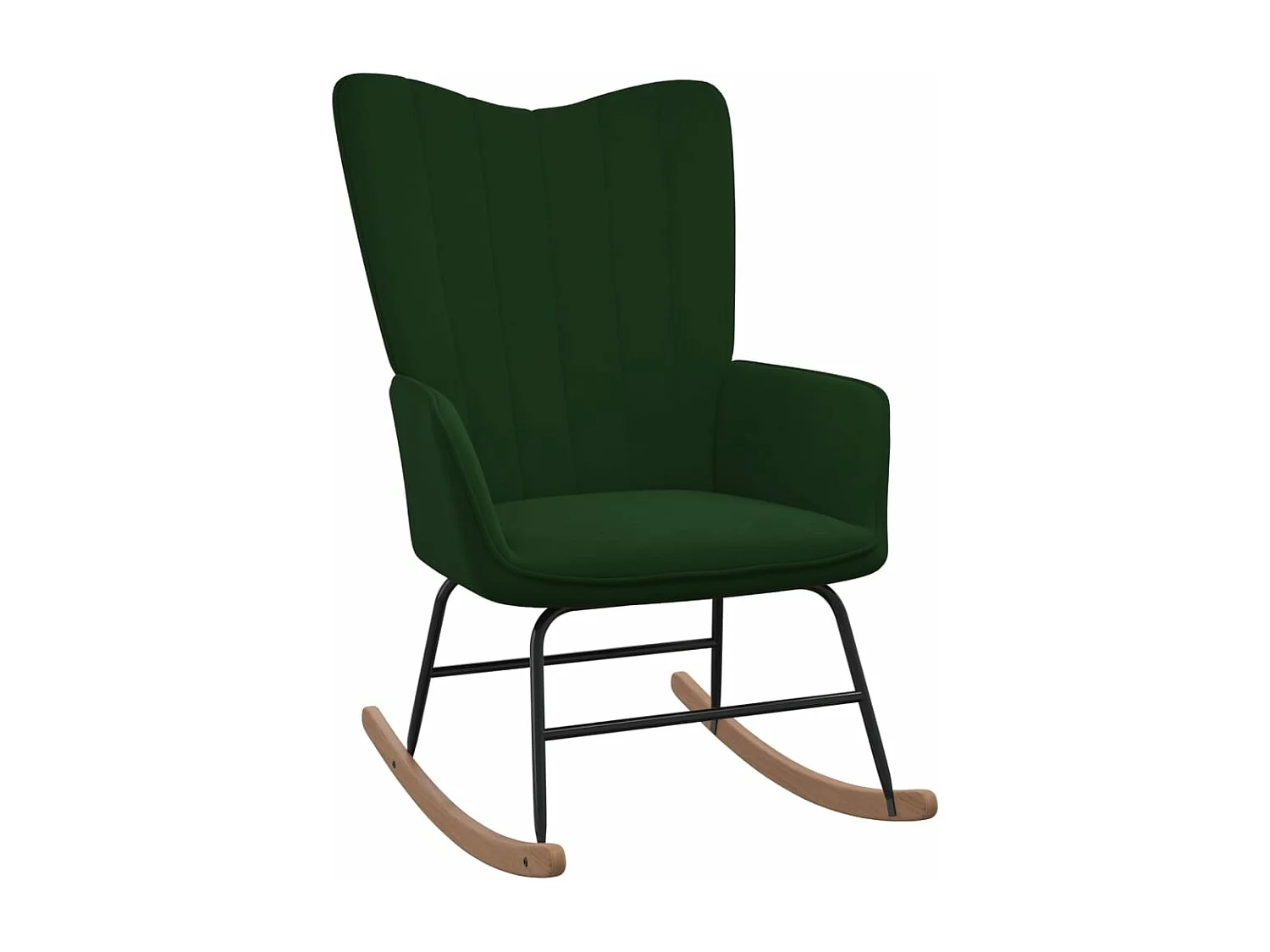 Chaise à bascule avec repose-pied Vert foncé Velours