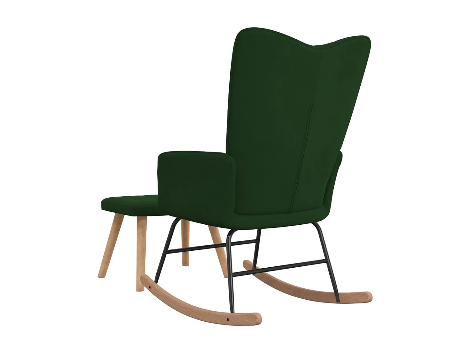 Chaise à bascule avec repose-pied Vert foncé Velours