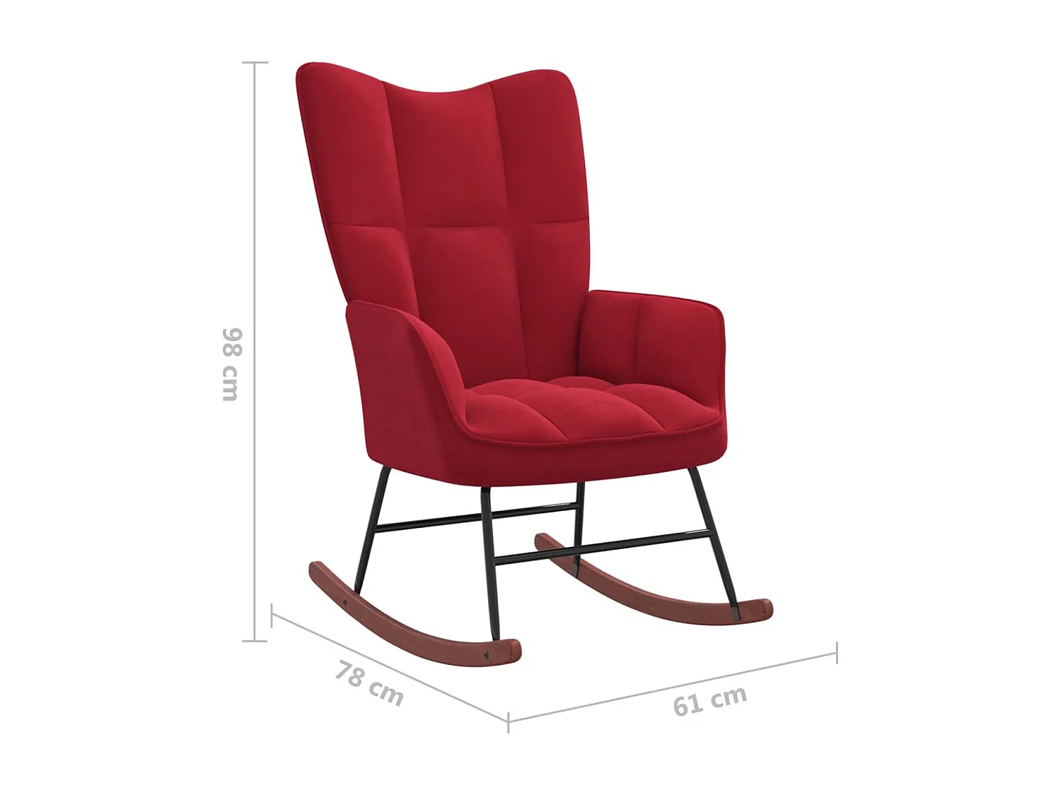 Chaise à bascule Rouge bordeaux Velours 3
