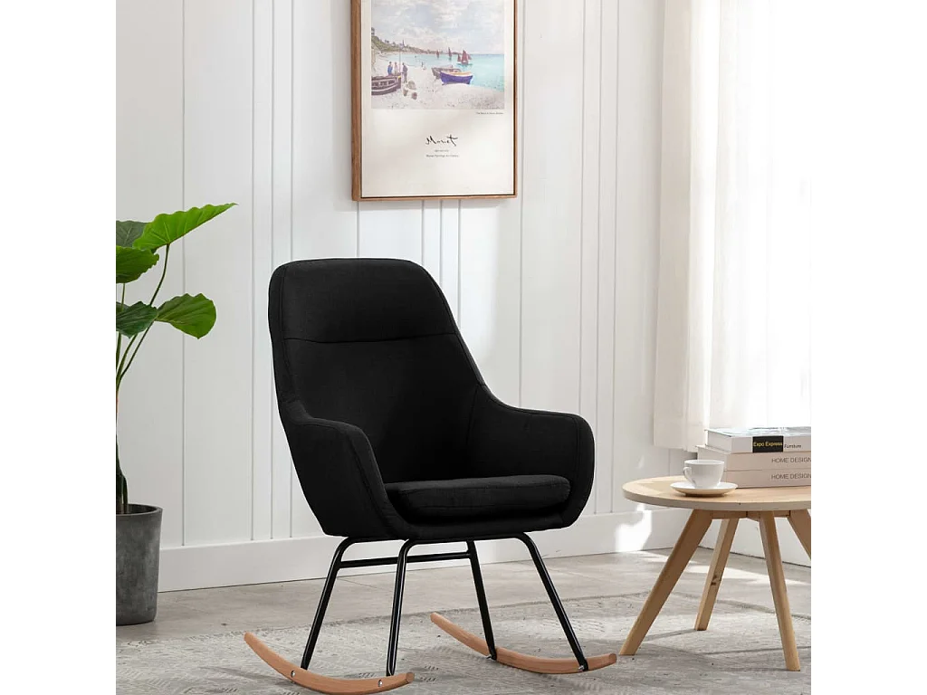 Chaise à bascule Noir Tissu Kazo