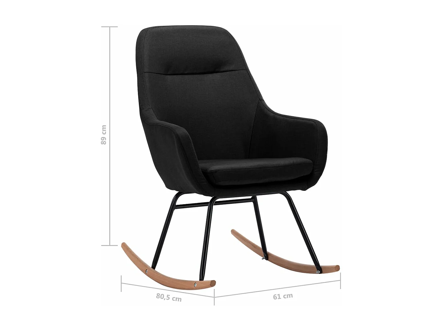 Chaise à bascule Noir Tissu Kazo