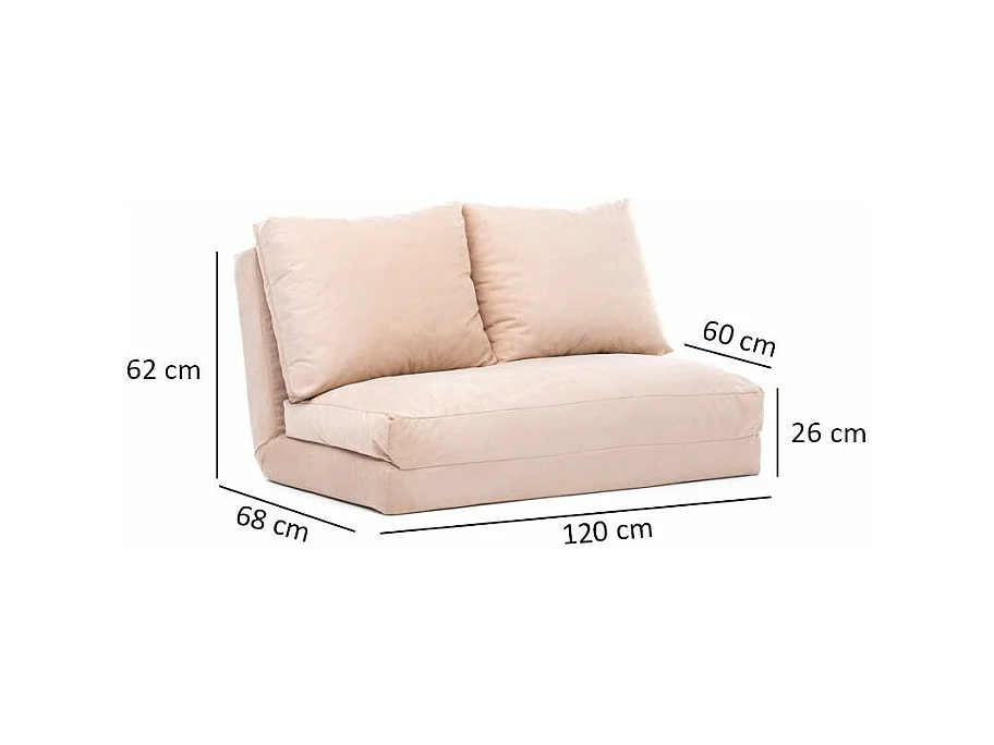 Fauteuil convertible multipositions velours Talya-Couleur Beige clair-2 places