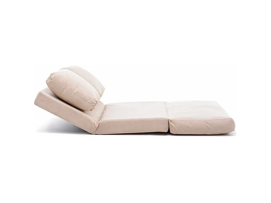 Fauteuil convertible multipositions velours Talya-Couleur Beige clair-2 places
