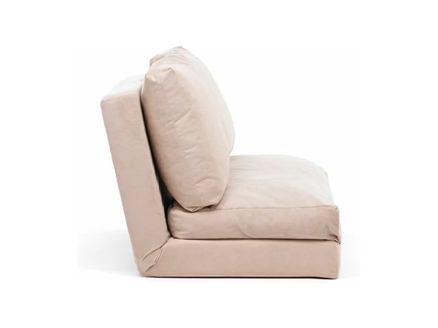 Fauteuil convertible multipositions velours Talya-Couleur Beige clair-2 places