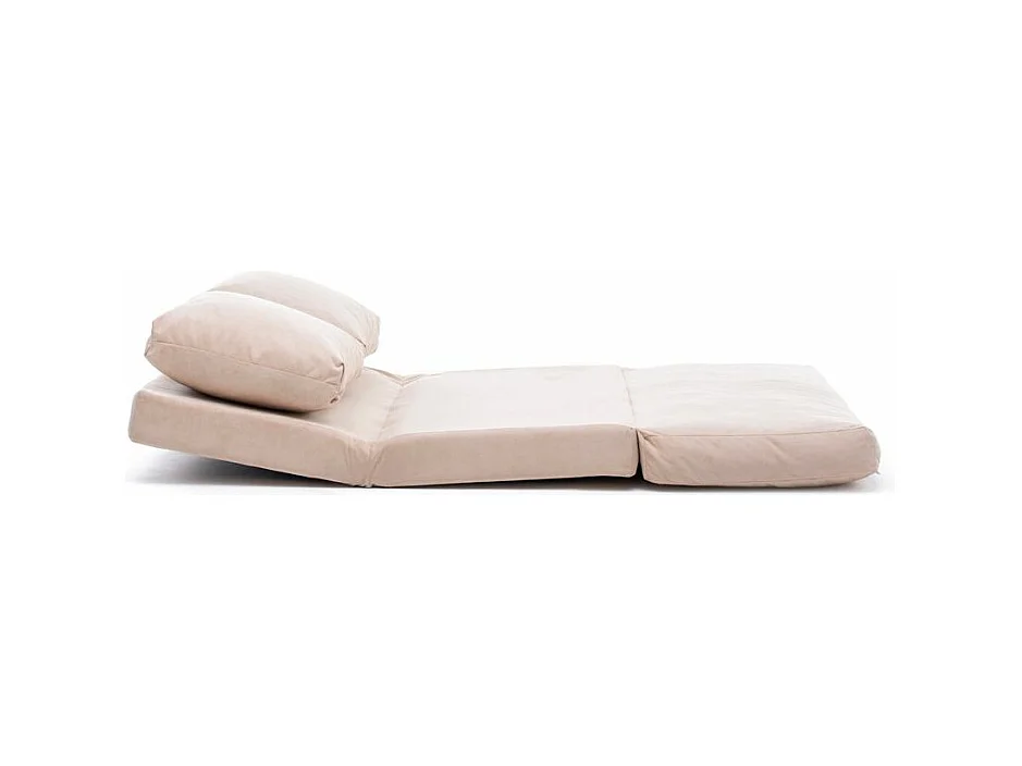 Fauteuil convertible multipositions velours Talya-Couleur Beige clair-2 places