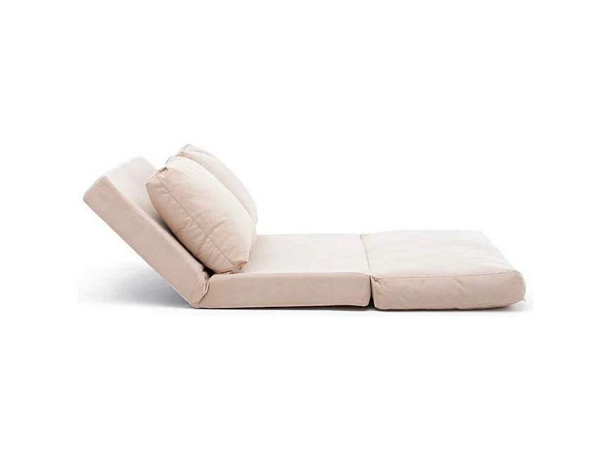 Fauteuil convertible multipositions velours Talya-Couleur Beige clair-2 places