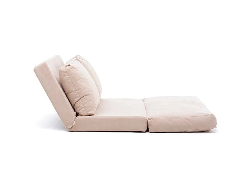 Fauteuil convertible multipositions velours Talya-Couleur Beige clair-2 places
