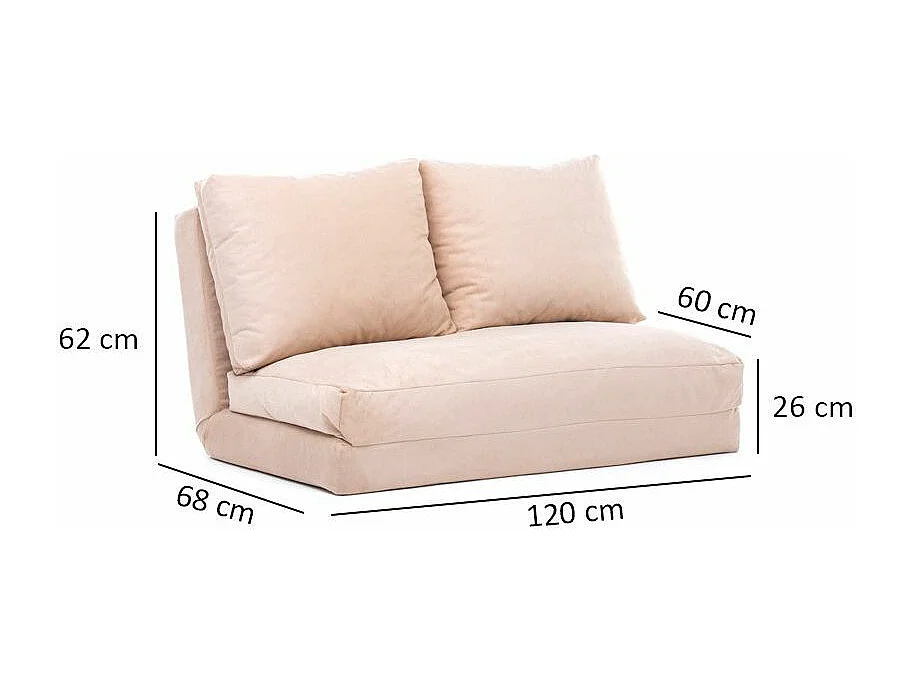 Fauteuil convertible multipositions velours Talya-Couleur Beige clair-2 places